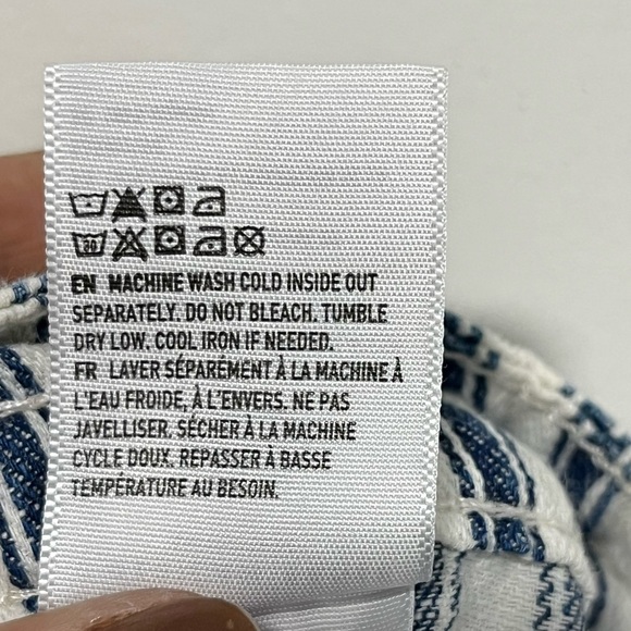 American Eagle Outfitters Blue White Striped High-Rise Pants Women’s 12 Cotton - Picture 12 of 12